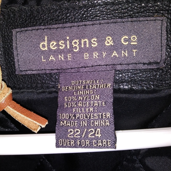 Designs & Co Lane Bryant Black Leather Coat 22/24 - Picture 5 of 6